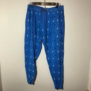 Polo Ralph Lauren mens L light blue all over pony sleepwear jogger pants pockets
